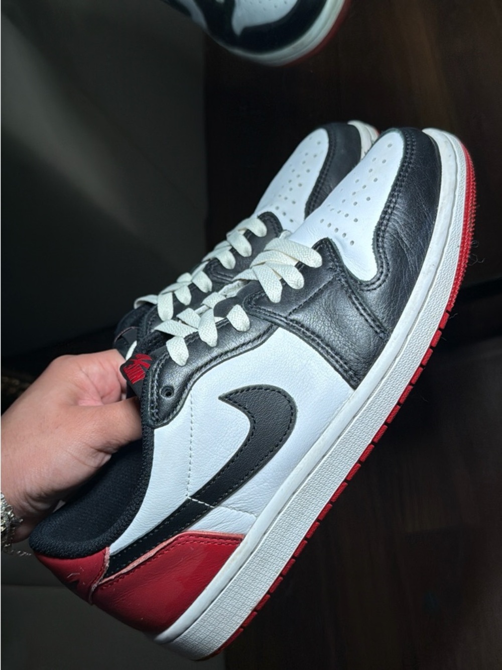 Nike Air Jordan 1 Retro Black White Red Low-Top Sneakers